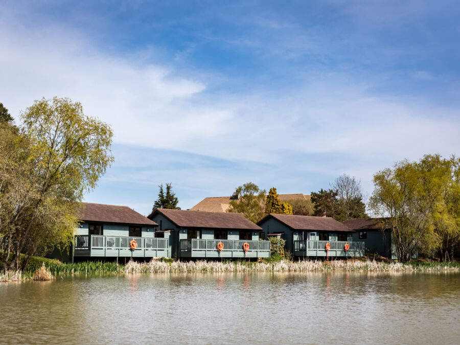 View of the Vale cabins from across the lake