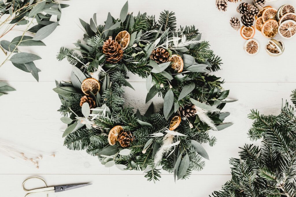 Christmas wreath making