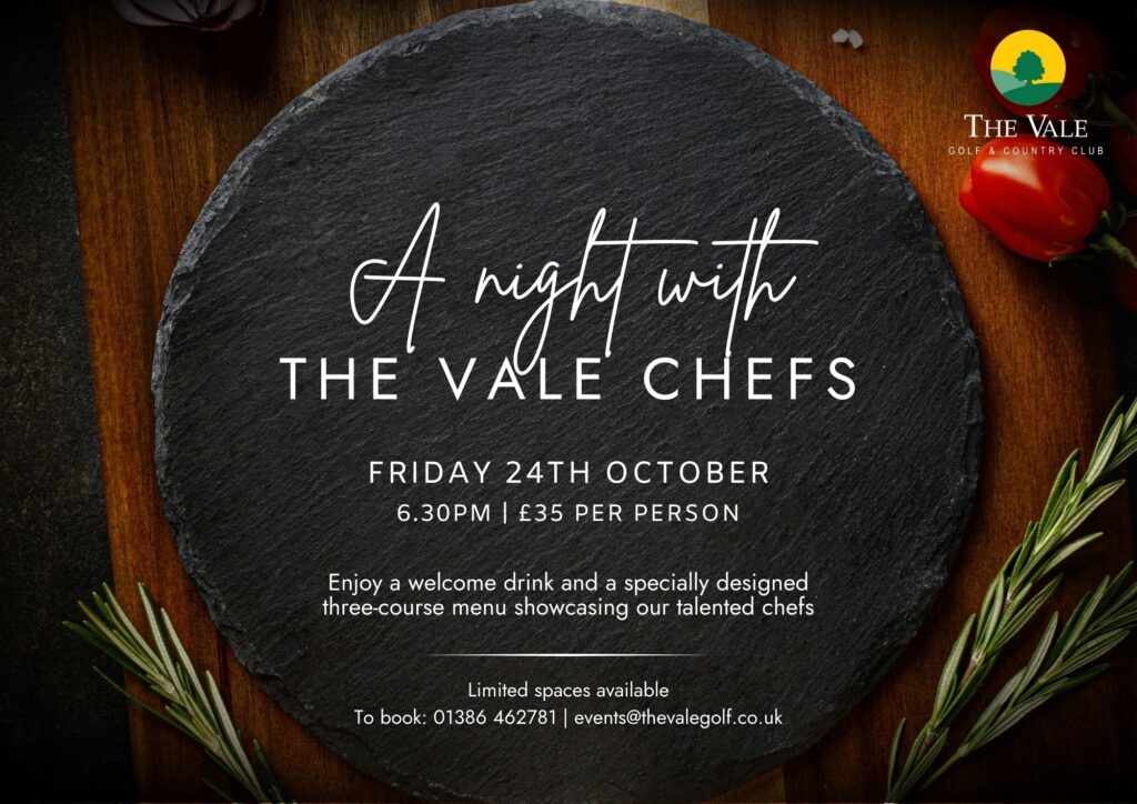 Poster promoting a Night with The Vale Chefs