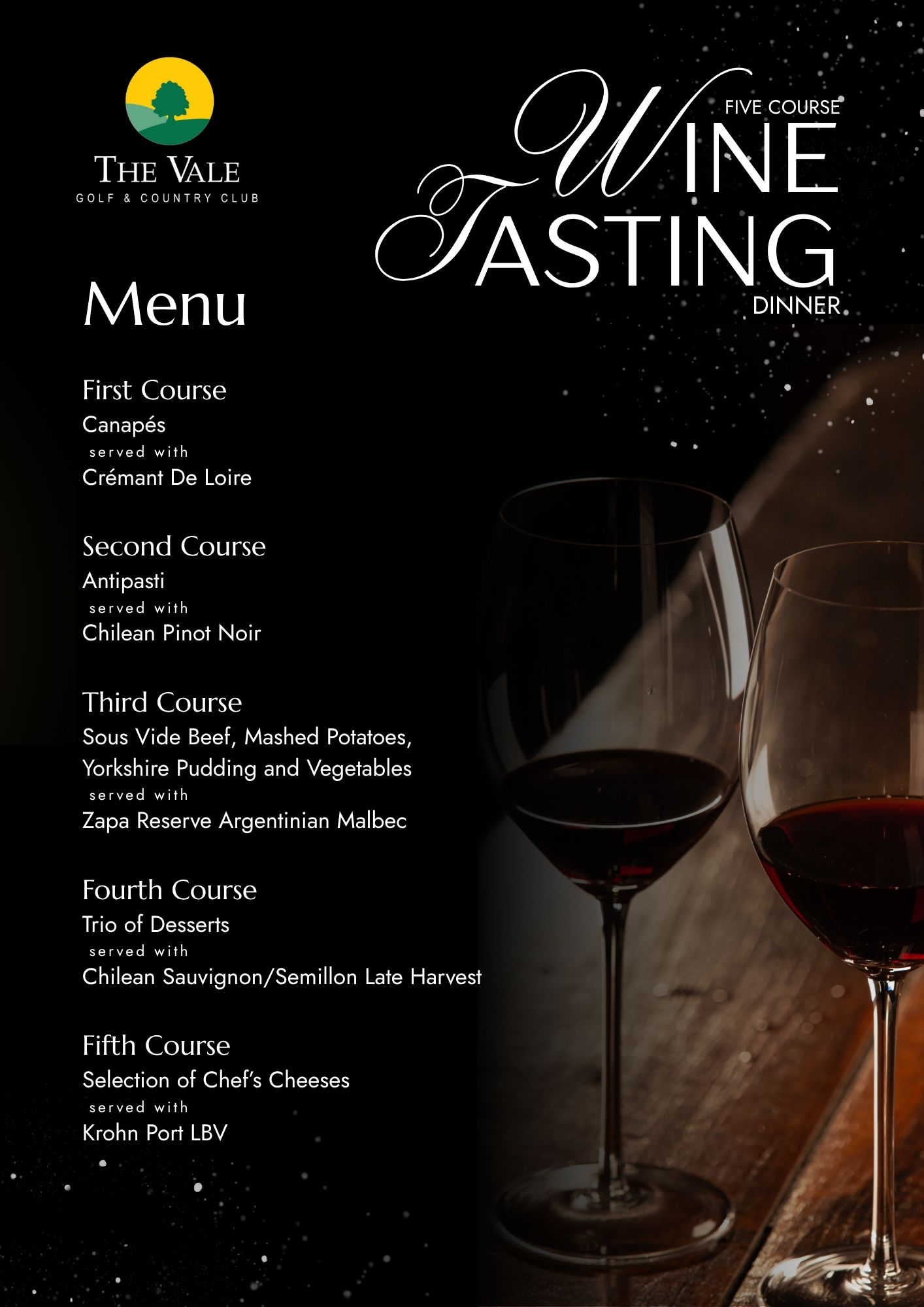 Five-Course Wine Tasting Dinner - The Vale Country Club