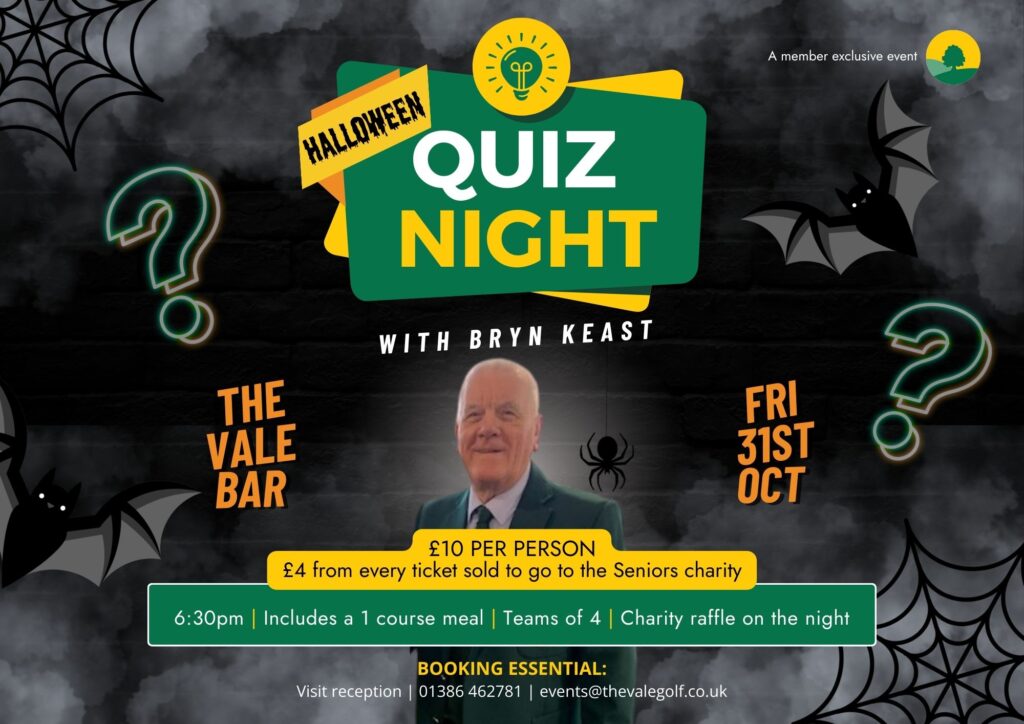 Halloween quiz night poster for The Vale